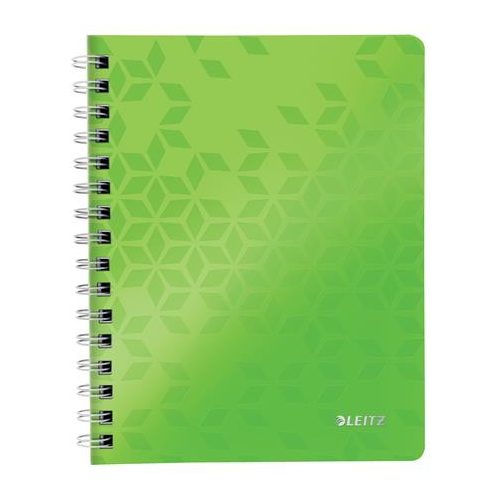 Spirálfüzet, A5, vonalas, 80 lap, LEITZ "Wow", zöld