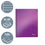 Spirálfüzet, A5, vonalas, 80 lap, LEITZ "Wow", lila