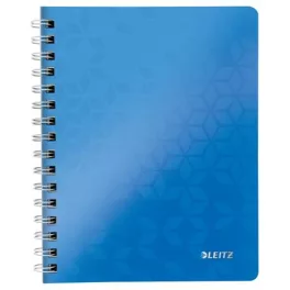   Spirálfüzet, A5, kockás, 80 lap, LEITZ "Wow", kék