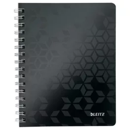   Spirálfüzet, A5, kockás, 80 lap, LEITZ "Wow", fekete