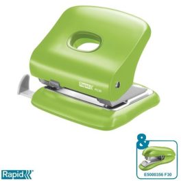   Lyukasztó, kétlyukú, 30 lap, RAPID "FC30", élénk zöld