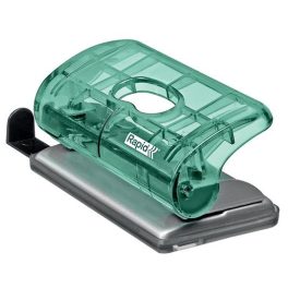   Lyukasztó, mini, kétlyukú, 10 lap, RAPID, "Colour'Breeze", zöld
