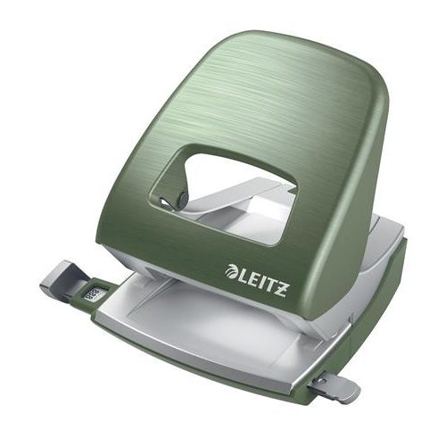 Lyukasztó, kétlyukú, 30 lap, fém, LEITZ "Nexxt Style, olajfazöld