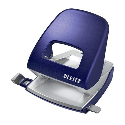 Lyukasztó, kétlyukú, 30 lap, fém, LEITZ "Nexxt Style, titánkék