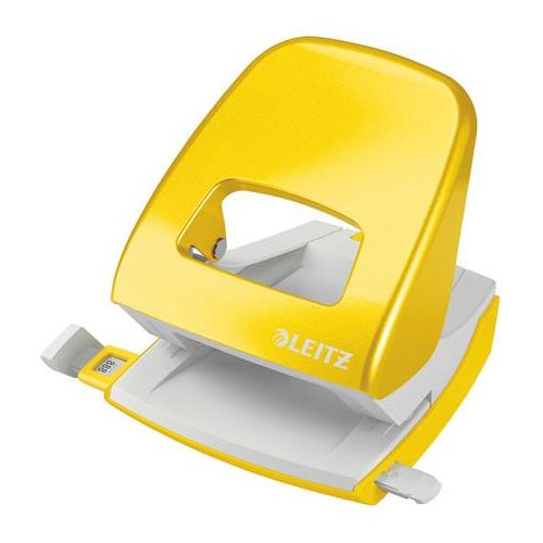Lyukasztó, kétlyukú, 30 lap, LEITZ "Nexxt Wow", sárga