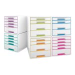 Irattároló, műanyag, 5 fiókos, LEITZ "Wow Cube", fehér/jégkék