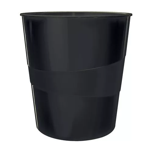 Papírkosár, 15 liter, LEITZ "Wow", fekete
