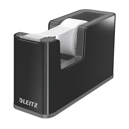 Ragasztószalag-adagoló, asztali, feltöltött, LEITZ "Duo", fekete