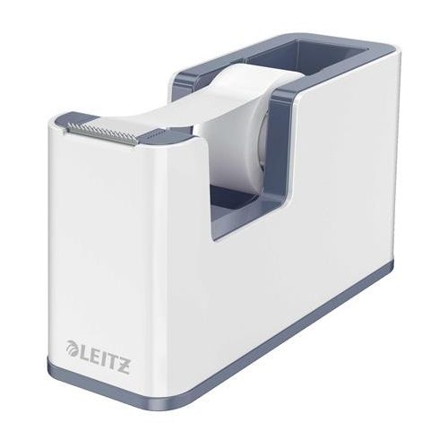 Ragasztószalag-adagoló, asztali, feltöltött, LEITZ "Wow", fehér-szürke