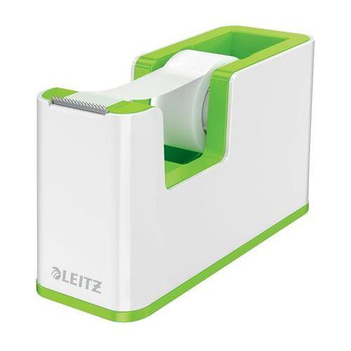 Ragasztószalag-adagoló, asztali, feltöltött, LEITZ "Wow", fehér-zöld