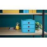 Irattároló, laminált karton, 3 fiókos, LEITZ "Cosy Click&Store", nyugodtkék
