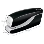 Tűzőgép, elektromos, No.10, 10 lap, LEITZ "Wow", fekete