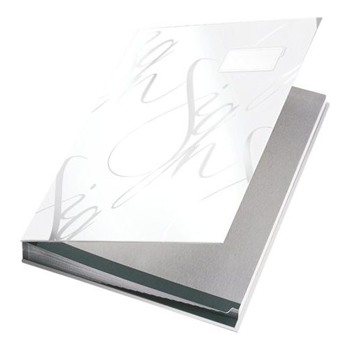Aláírókönyv, A4, 18 részes, karton, LEITZ "Design", fehér