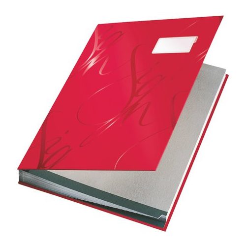 Aláírókönyv, A4, 18 részes, karton, LEITZ "Design", piros
