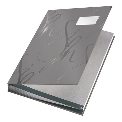 Aláírókönyv, A4, 18 részes, karton, LEITZ "Design", szürke