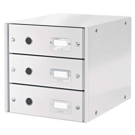   Irattároló, laminált karton, 3 fiókos, LEITZ "Click&Store", fehér