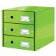 Irattároló, laminált karton, 3 fiókos, LEITZ "Click&Store", zöld