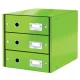 Irattároló, laminált karton, 3 fiókos, LEITZ "Click&Store", zöld