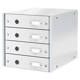   Irattároló, laminált karton,  4 fiókos, LEITZ "Click&Store", fehér