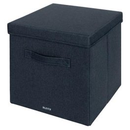   Doboz, szövet borítású, L méret, LEITZ "Fabric", sötétszürke