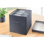 Doboz, szövet borítású, L méret, LEITZ "Fabric", sötétszürke