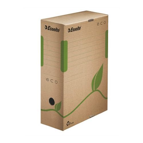 Archiválódoboz, A4, 100 mm, újrahasznosított karton, ESSELTE "Eco", barna