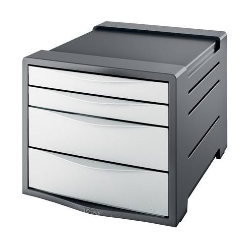 Irattároló, műanyag, 4 fiókos, ESSELTE "Europost", Vivida fehér