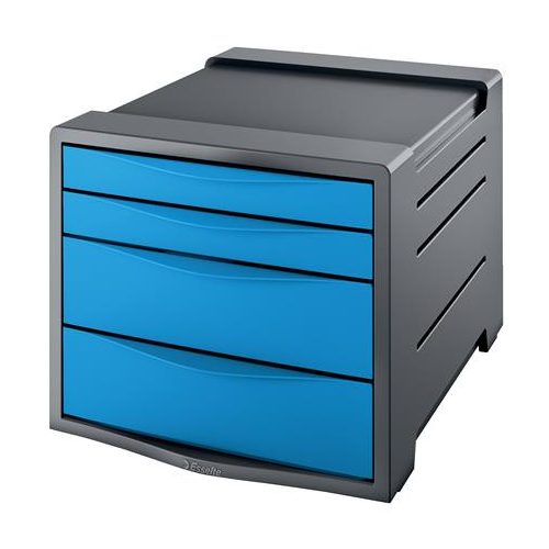 Irattároló, műanyag, 4 fiókos, ESSELTE "Europost", Vivida kék