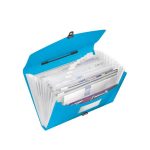 Harmonikatáska, A4, PP, 12 rekeszes, ESSELTE "Vivida", kék