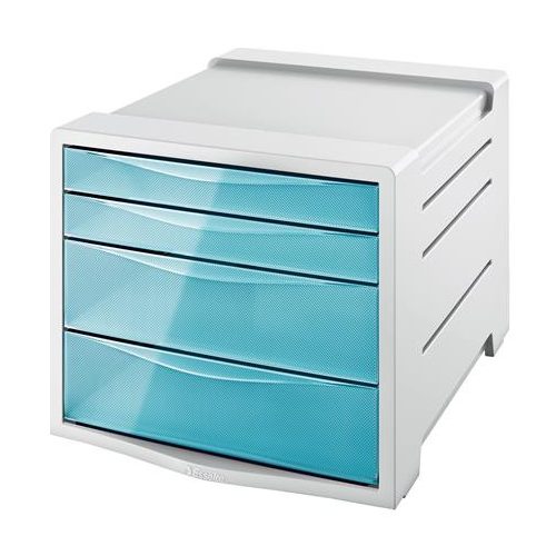 Irattároló, műanyag, 4 fiókos, ESSELTE "Colour'Breeze", áttetsző kék