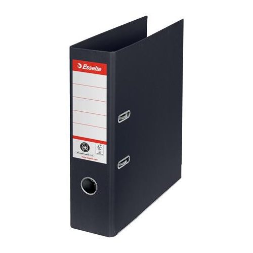 Iratrendező, 75 mm, A4, Co2-semleges, élvédő sínnel, ESSELTE "No.1", fekete