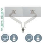 Monitortartó-kar, kettő monitorhoz, LEITZ "Ergo Dual", világosszürke