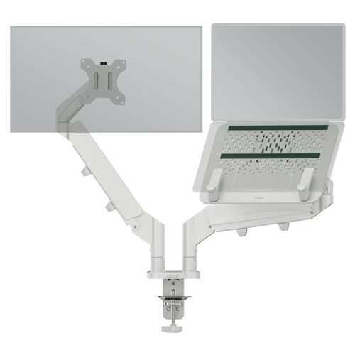 Monitor- és laptoptartó-kar, LEITZ "Ergo Dual", világosszürke