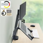 Monitor- és laptoptartó-kar, LEITZ "Ergo Dual", sötétszürke