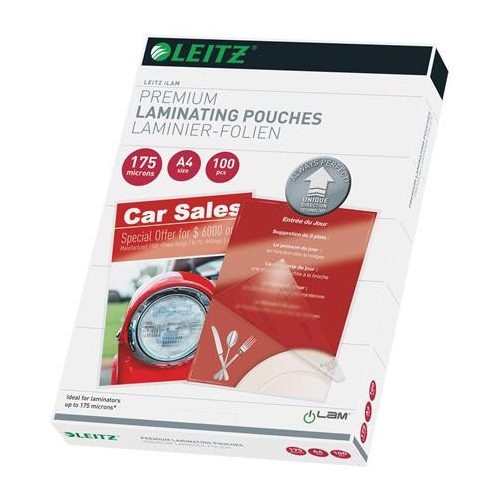 Meleglamináló fólia, 170 mikron, A4, fényes, UDT technológiával, LEITZ "iLam"