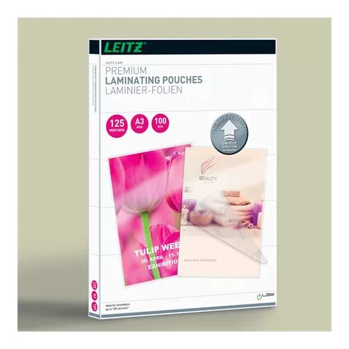 Meleglamináló fólia, 125 mikron, A3, fényes, UDT technológiával, LEITZ "iLam"