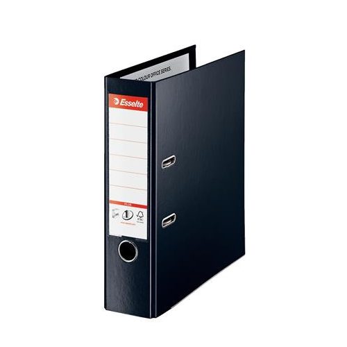 Iratrendező, 80 mm, A4, PP, élvédő sínnel, ESSELTE "Standard Plus", Vivida fekete