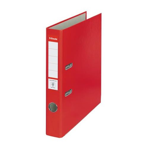 Iratrendező, 50 mm, A4, PP/karton, élvédő sínnel, ESSELTE "Economy", piros