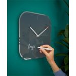 Falióra, üveg, négyzet alakú, 30x30 cm, LEITZ "Cosy", bársonyszürke