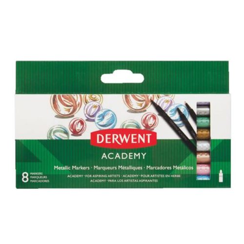 Filctoll készlet, DERWENT, "Academy", 8 különböző metál szín