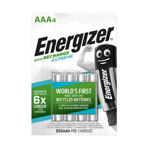 Tölthető elem, AAA mikro, 4x800 mAh, előtöltött, ENERGIZER "Extreme"
