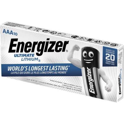 Elem, AAA mikro, 10 db, lítium, ENERGIZER "Ultimate Lithium"