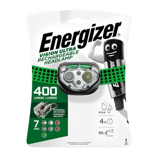 Fejlámpa, 4 LED, beépített akku, ENERGIZER "Vision Ultra"