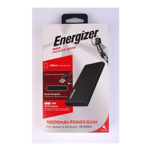 Hordozható akkumulátor, 2xUSB-A, 10000mAh, 10,5W, ENERGIZER "MAX Power"