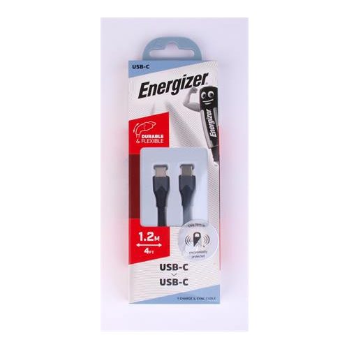 USB kábel, USB-C - USB-C, 1,2m, ENERGIZER, fekete