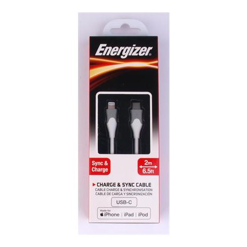 USB kábel, USB-C - Lightning (Apple), 2m, ENERGIZER, fehér
