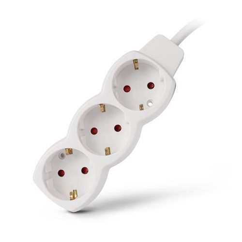 Elosztósor, 3 aljzat, 1,5 m, ENTAC, fehér