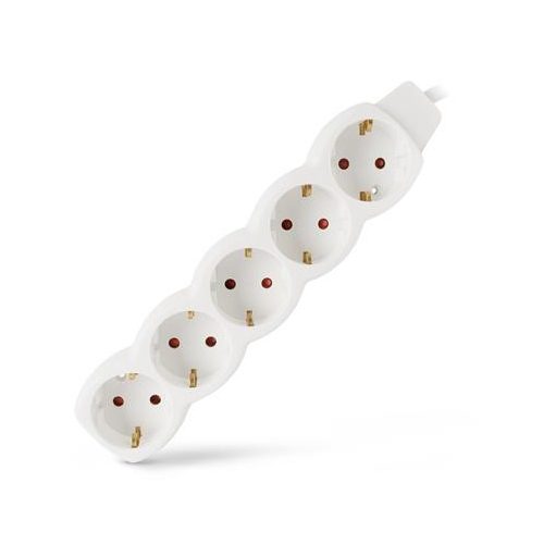 Elosztósor, 5 aljzat, 1,5 m, ENTAC, fehér