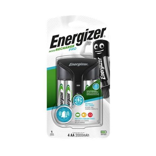 Elemtöltő, AA ceruza/AAA mikro, 4x2000 mAh AA (előtöltött), kijelzővel, ENERGIZER "Pro"