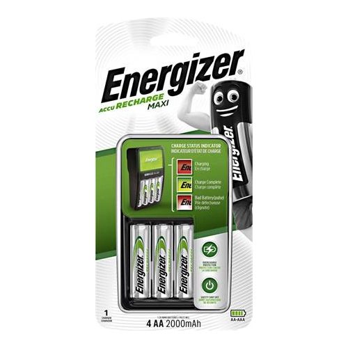 Elemtöltő, AA ceruza/AAA mikro, 4x2000 mAh AA, ENERGIZER "Maxi"